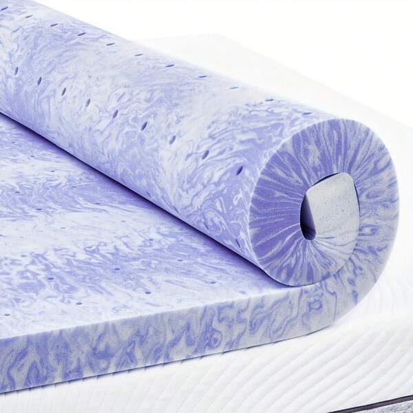 ELEMUSE Ventilated Design Memory Foam Mattress Topper,Cooling Gel Infused Swirl Foam Pad For Pressure Relief Back Pain,Bed Topper For Body Support, CertiPUR-US Certified