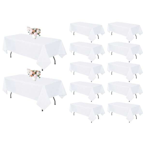 TAIMASI 12 Pack White Tablecloth 60 X 102 Inch Rectangular Table Cloth For 6 Foot Rectangle Tables, Wrinkle Resistant Washable Polyester Fabric Table Covers For Wedding Party Banquet Buffet And Camping, Birthday Parties, Banquet Receptions, Picnics